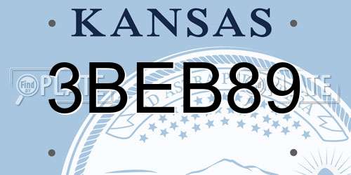3BEB89 Kansas License Plate