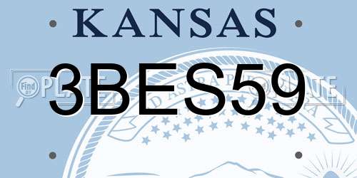 3BES59 Kansas License Plate