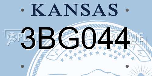 3BG044 Kansas License Plate