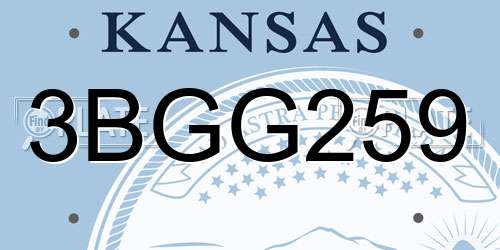 3BGG259 Kansas License Plate