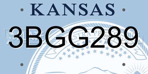3BGG289 Kansas License Plate