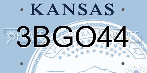 3BGO44 Kansas License Plate
