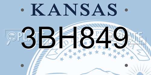 3BH849 Kansas License Plate