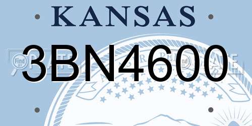 3BN4600 Kansas License Plate