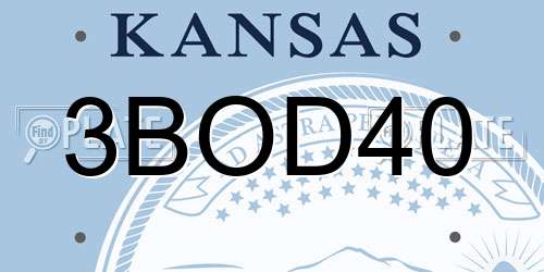3BOD40 Kansas License Plate