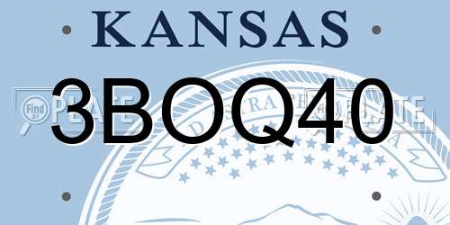 3BOQ40 Kansas License Plate
