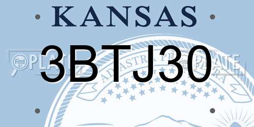 3BTJ30 Kansas License Plate