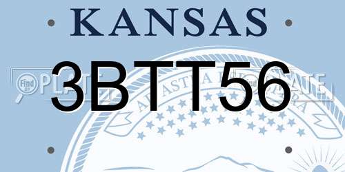 3BTT56 Kansas License Plate