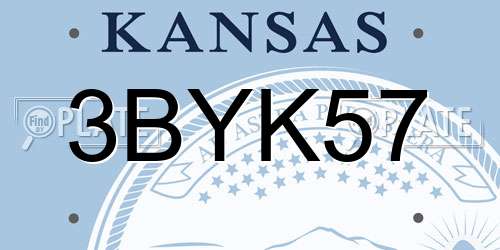 3BYK57 Kansas License Plate