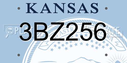 3BZ256 Kansas License Plate