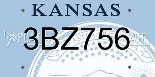 3BZ756 Kansas License Plate