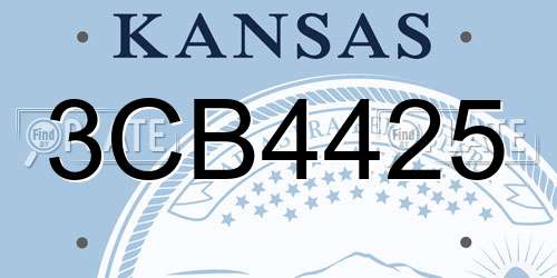 3CB4425 Kansas License Plate
