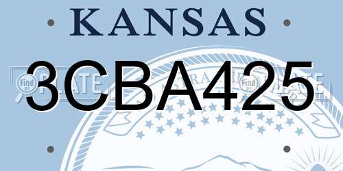 3CBA425 Kansas License Plate