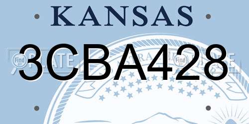 3CBA428 Kansas License Plate