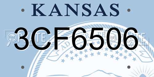 3CF6506 Kansas License Plate