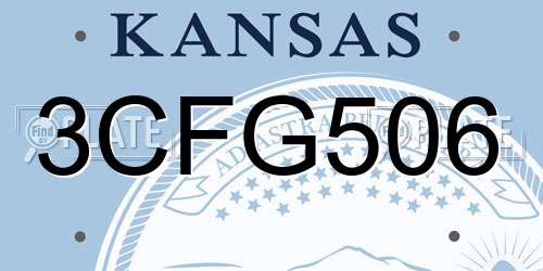3CFG506 Kansas License Plate
