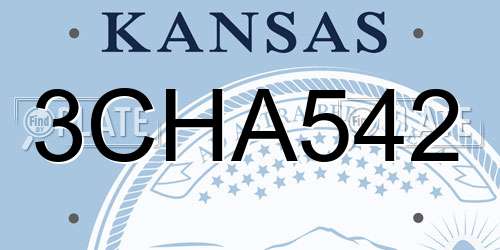 3CHA542 Kansas License Plate