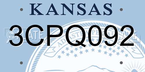 3CPQ092 Kansas License Plate