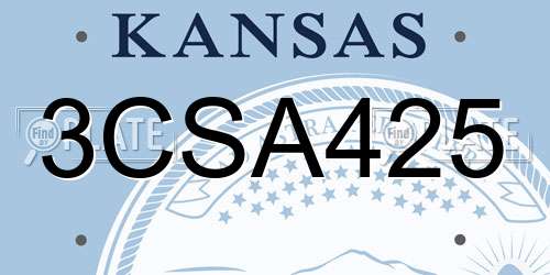 3CSA425 Kansas License Plate
