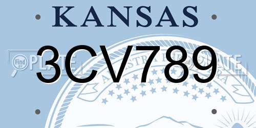3CV789 Kansas License Plate