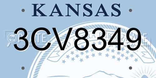 3CV8349 Kansas License Plate