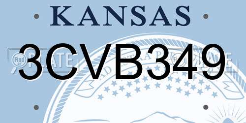 3CVB349 Kansas License Plate
