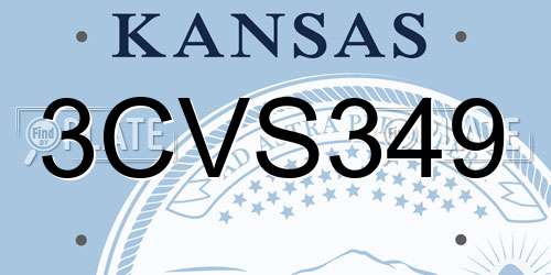3CVS349 Kansas License Plate