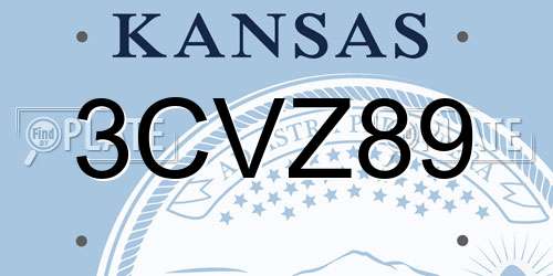 3CVZ89 Kansas License Plate