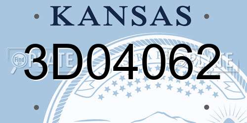 3D04062 Kansas License Plate