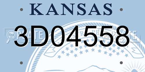 3D04558 Kansas License Plate