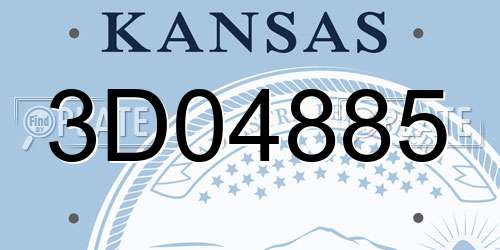 3D04885 Kansas License Plate