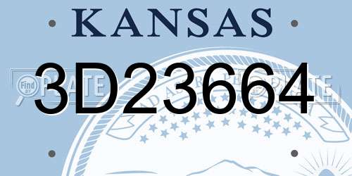 3D23664 Kansas License Plate
