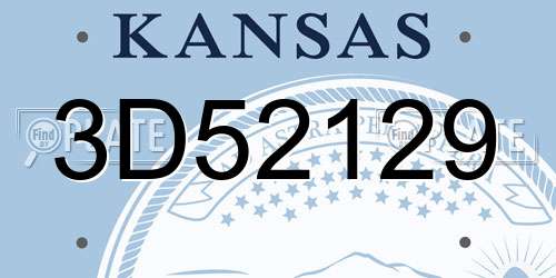 3D52129 Kansas License Plate