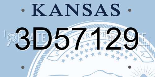 3D57129 Kansas License Plate