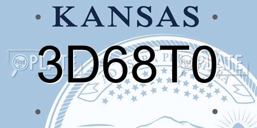 3D68T0 Kansas License Plate