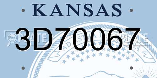 3D70067 Kansas License Plate