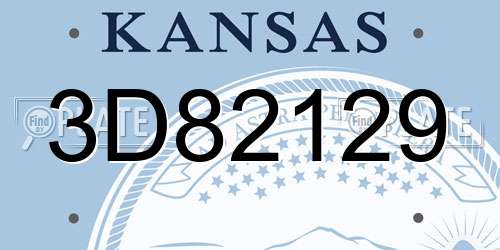3D82129 Kansas License Plate