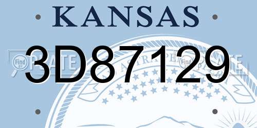 3D87129 Kansas License Plate