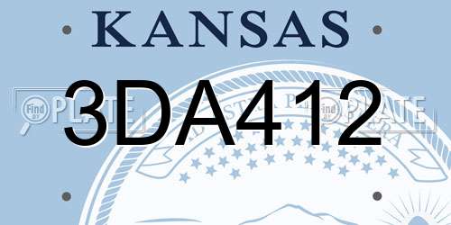 3DA412 Kansas License Plate