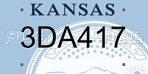 3DA417 Kansas License Plate