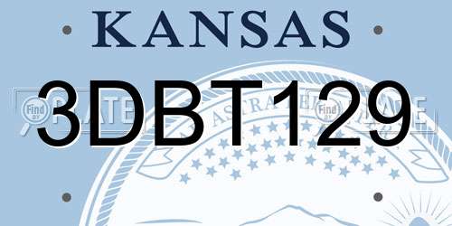 3DBT129 Kansas License Plate
