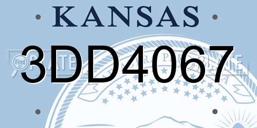 3DD4067 Kansas License Plate