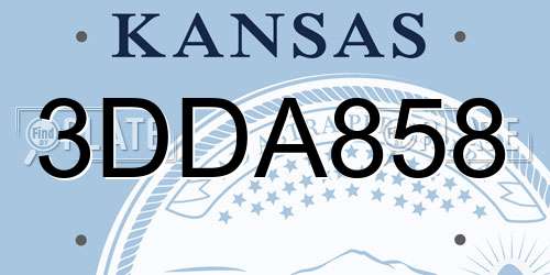 3DDA858 Kansas License Plate