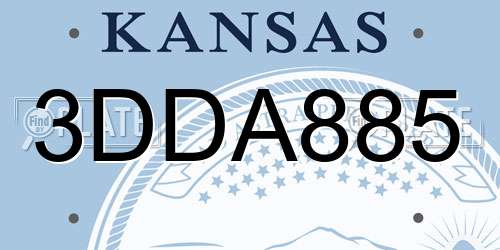 3DDA885 Kansas License Plate