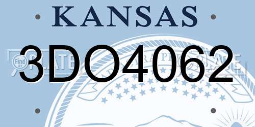 3DO4062 Kansas License Plate