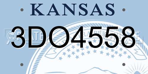 3DO4558 Kansas License Plate