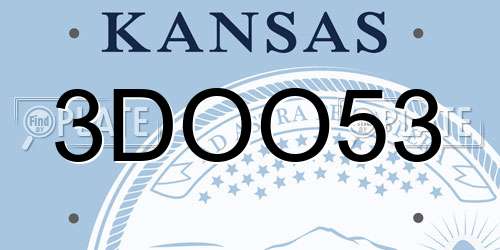 3DOO53 Kansas License Plate