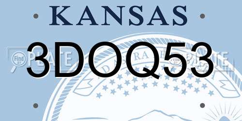 3DOQ53 Kansas License Plate