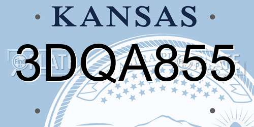 3DQA855 Kansas License Plate