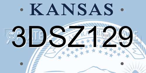 3DSZ129 Kansas License Plate